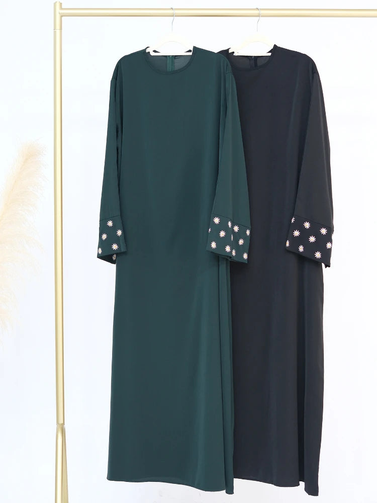 Abaya droite fleurie