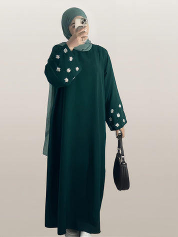 Abaya droite fleurie