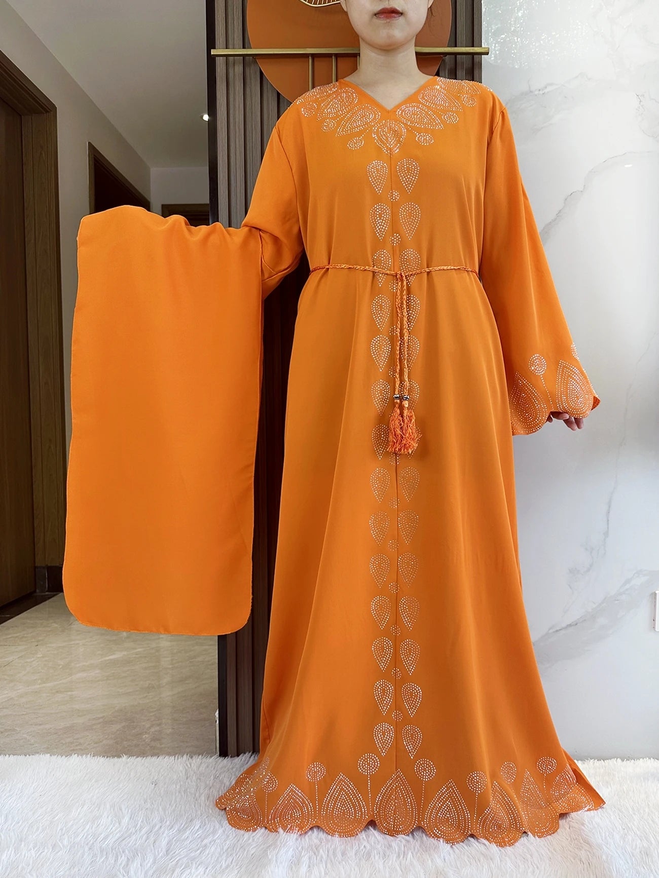 abaya dubai brodee jaune