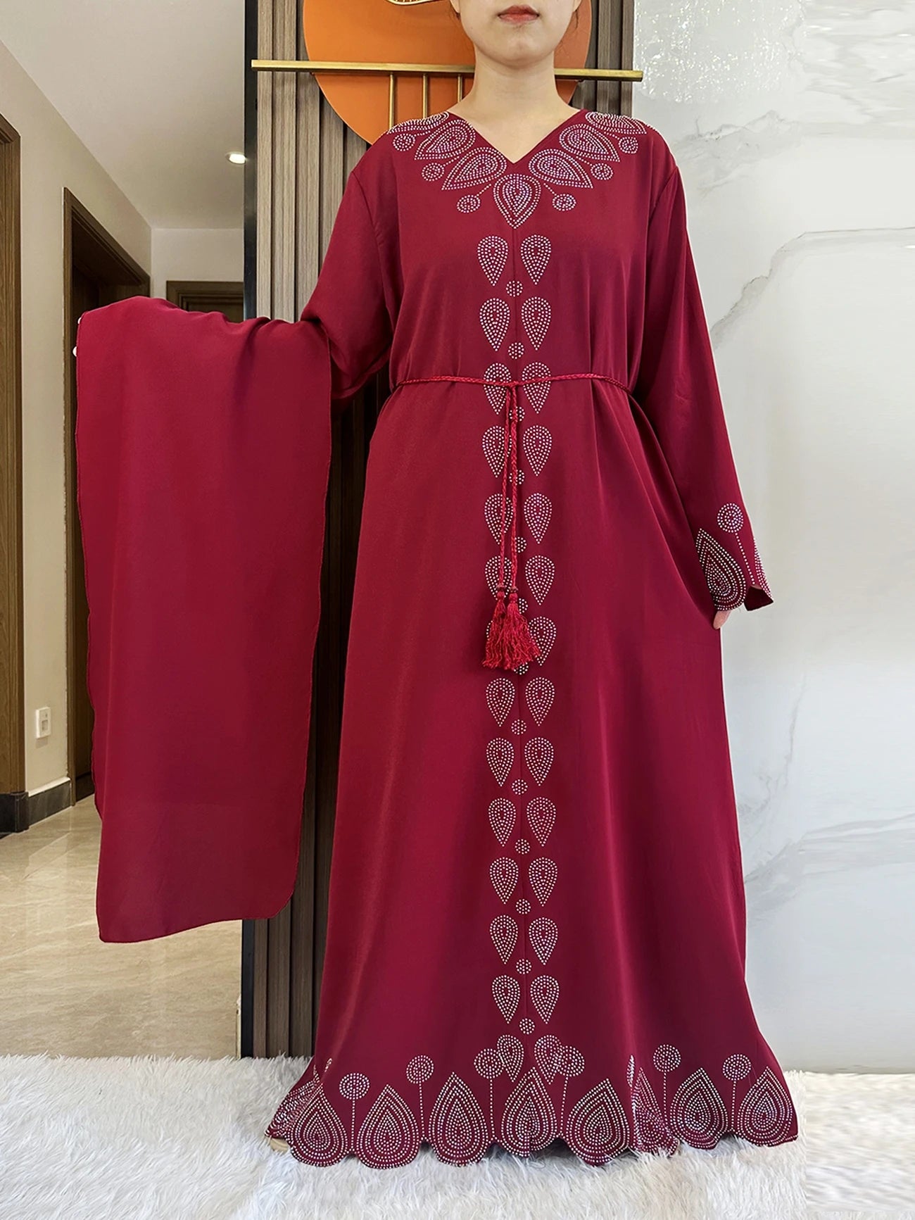 abaya dubai brodee red